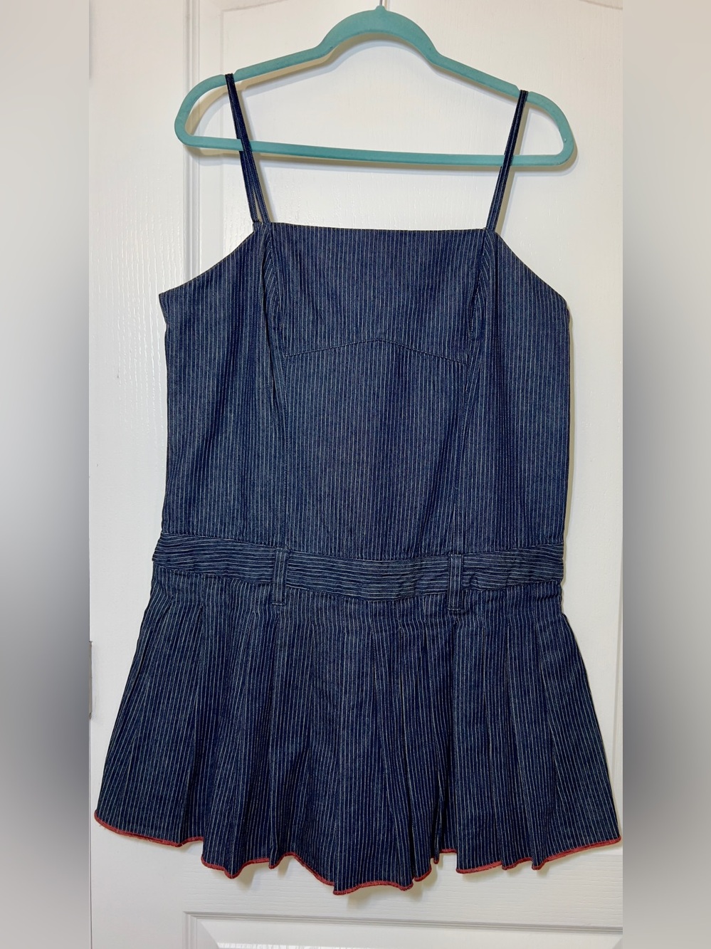 NWT Pilcro by Anthropologie Sleeveless Pleated Denim Romper - Picture 6 of 14